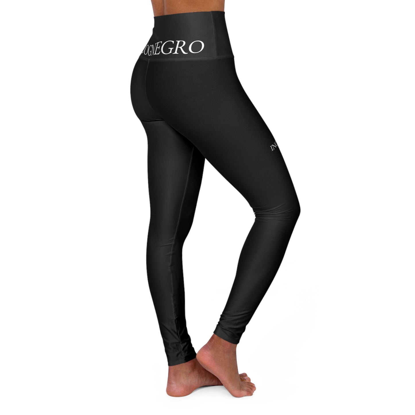 Incognegro logo Leggings | High Waisted Yoga Leggings, White Text Waistband