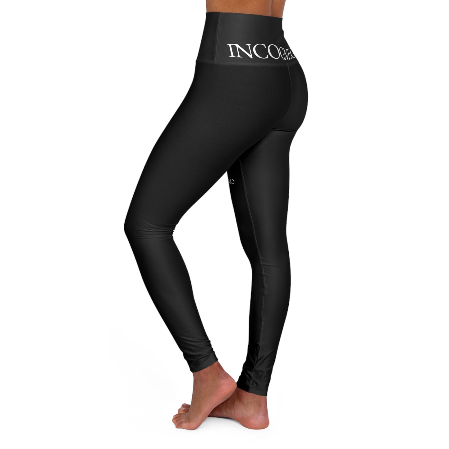 Incognegro logo Leggings | High Waisted Yoga Leggings, White Text Waistband