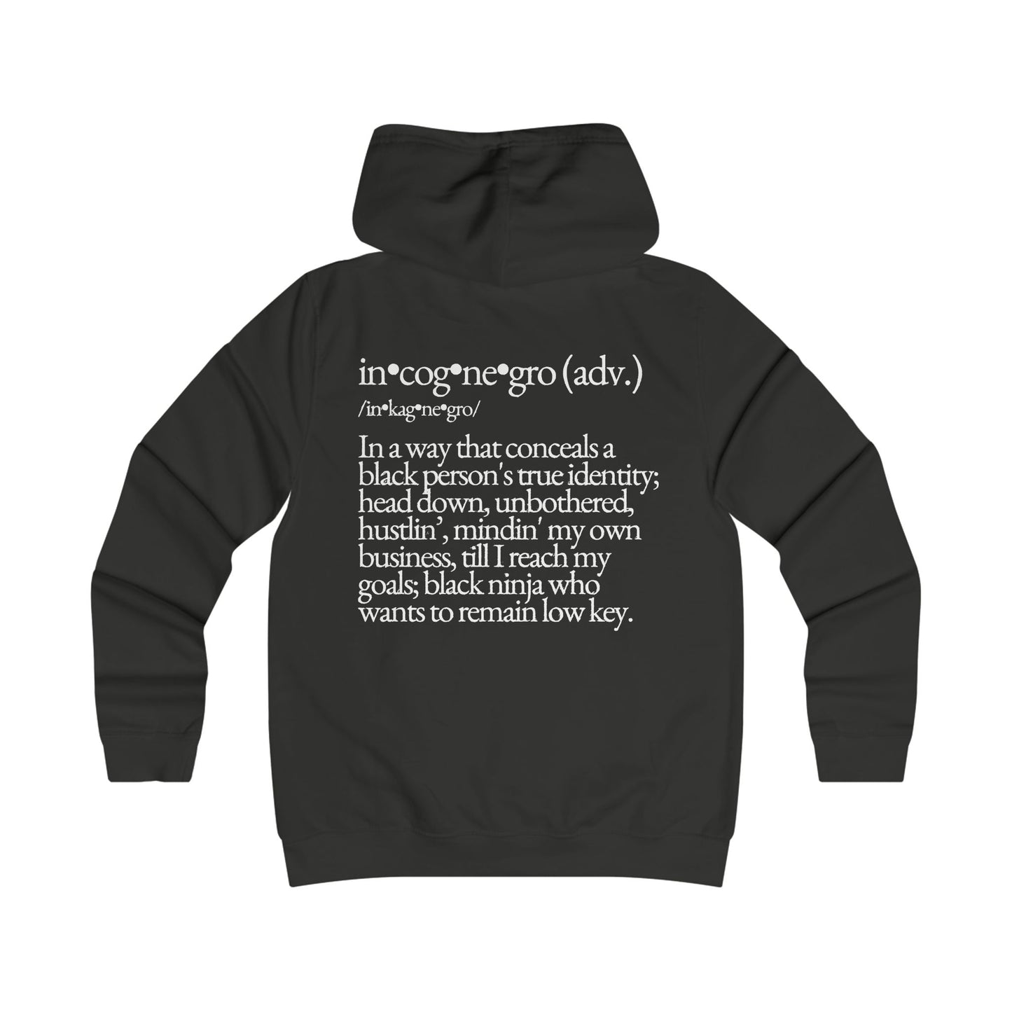 Incognegro Girlie College Hoodie | Feminine Campus Script Logo hoodie