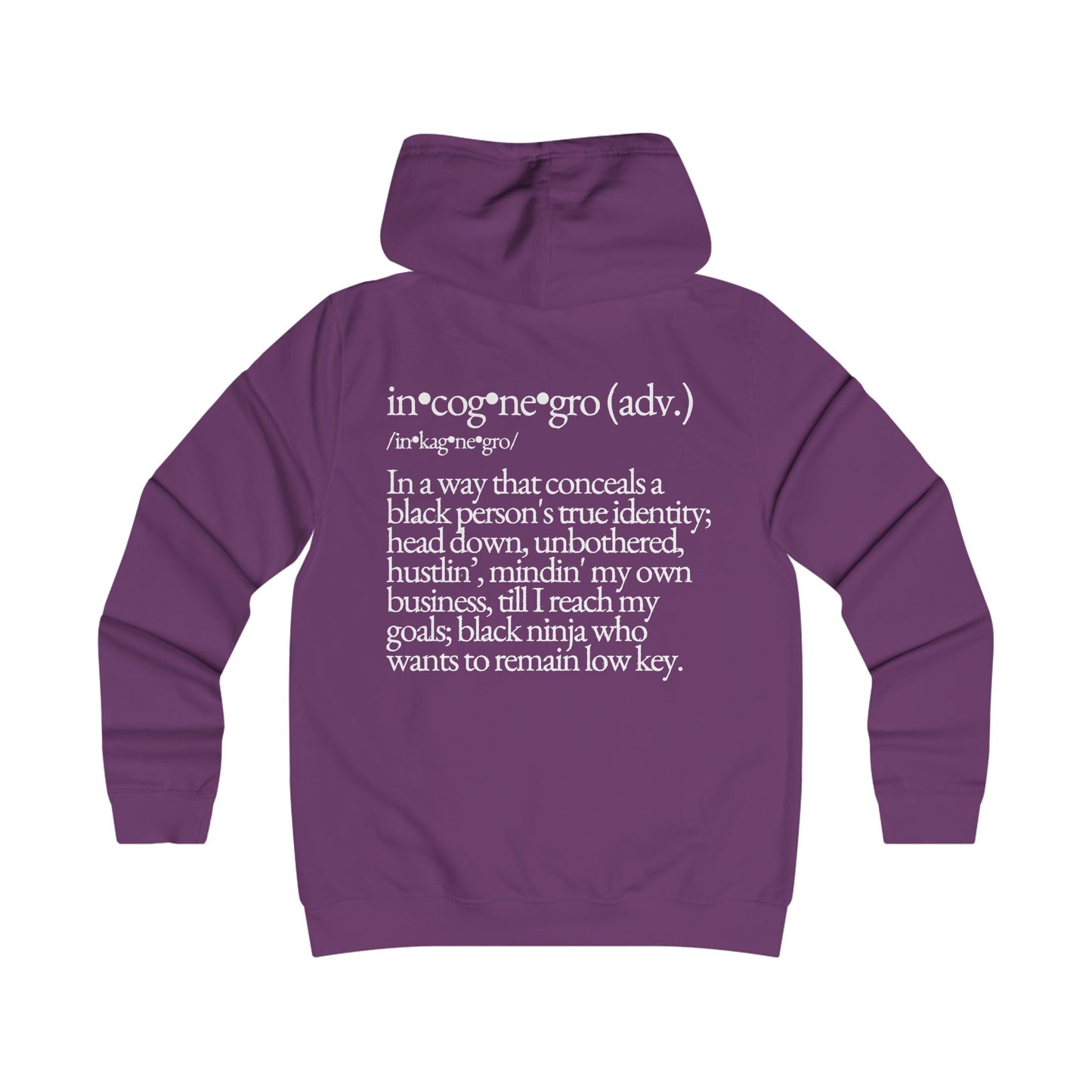 Incognegro Girlie College Hoodie | Feminine Campus Script Logo hoodie
