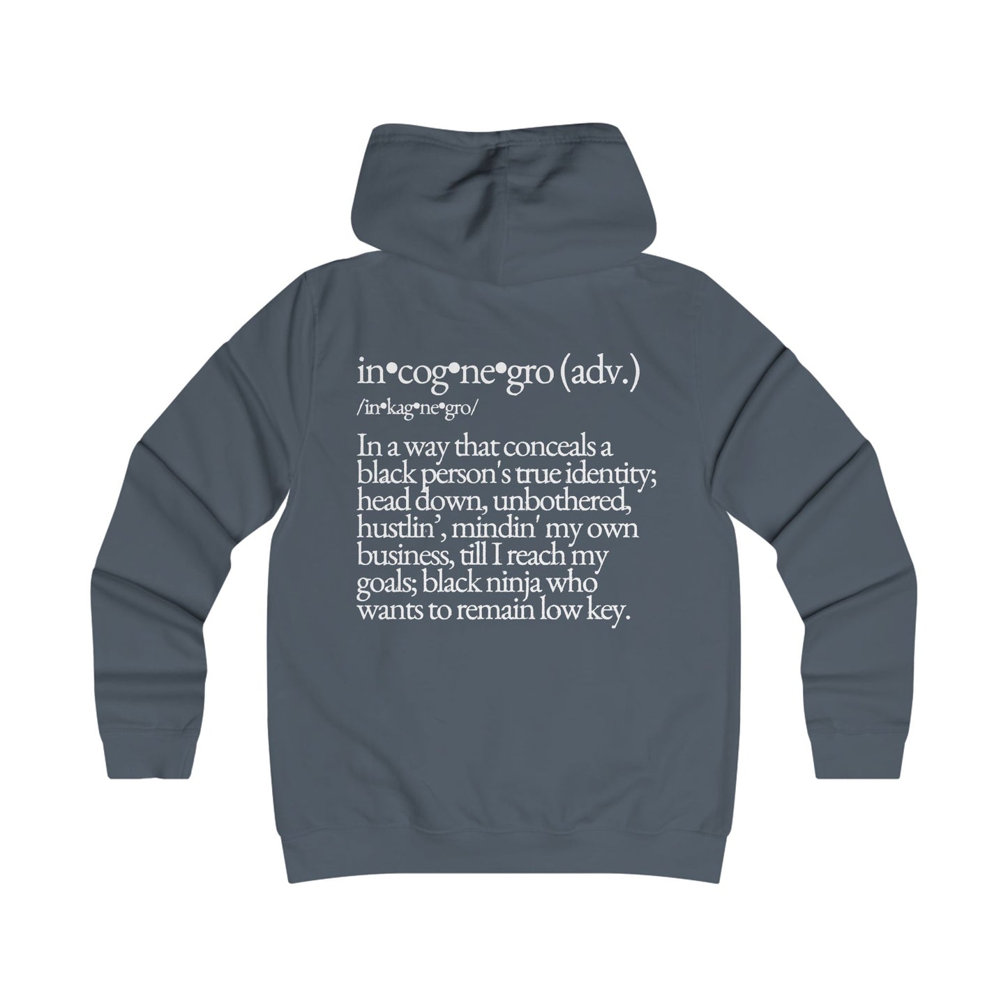 Incognegro Girlie College Hoodie | Feminine Campus Script Logo hoodie