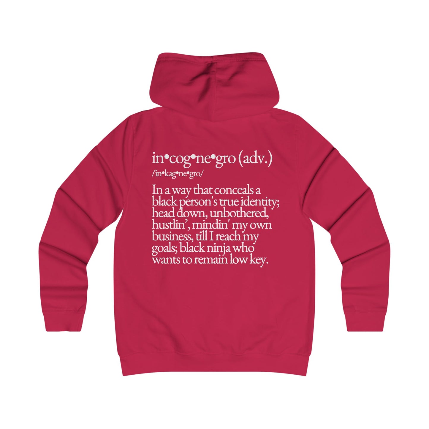 Incognegro Girlie College Hoodie | Feminine Campus Script Logo hoodie