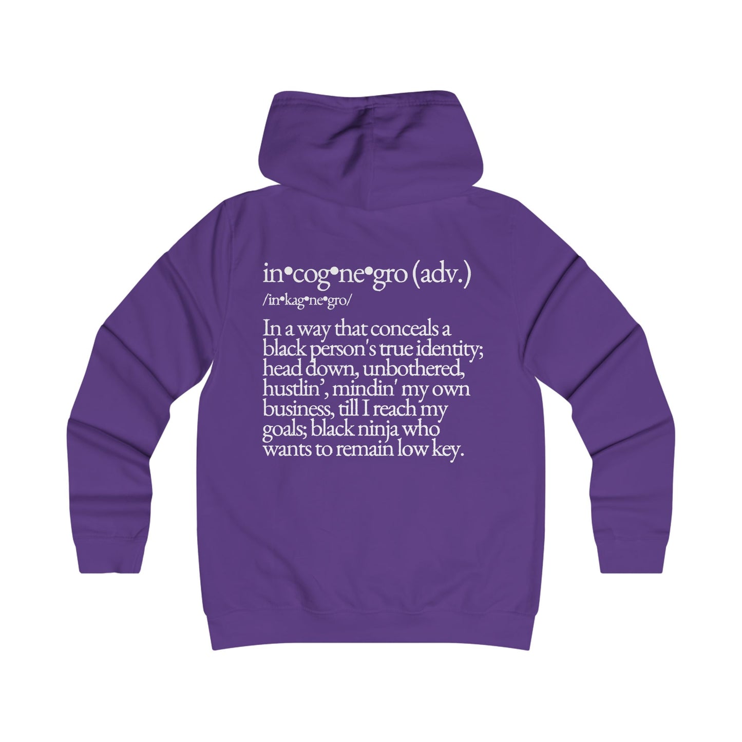 Incognegro Girlie College Hoodie | Feminine Campus Script Logo hoodie