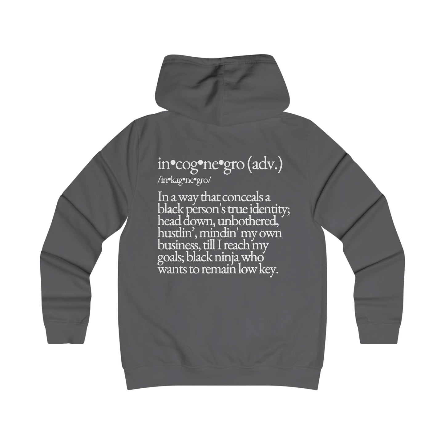 Incognegro Girlie College Hoodie | Feminine Campus Script Logo hoodie