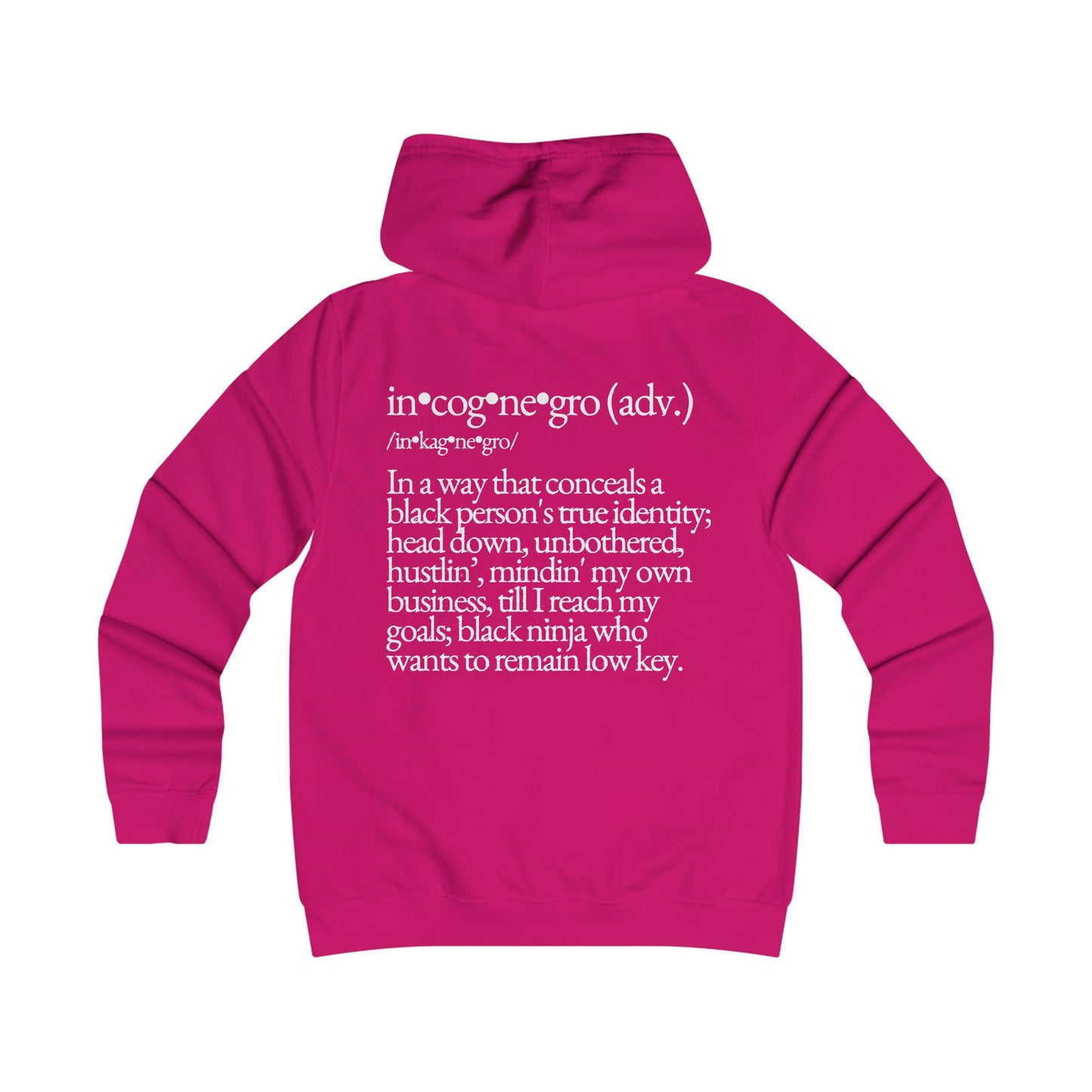 Incognegro Girlie College Hoodie | Feminine Campus Script Logo hoodie
