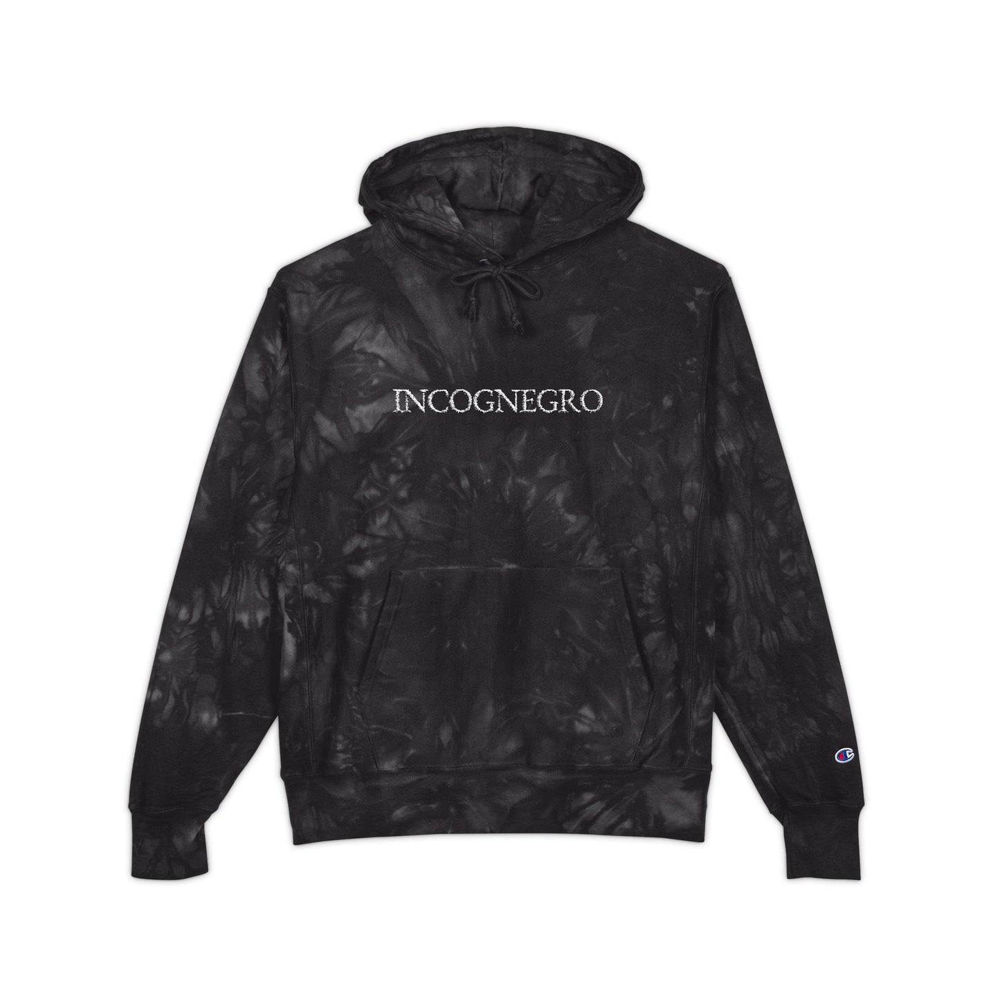 Incognegro Black Tie-Dye Embroidered Logo Hoodie | Champion Style