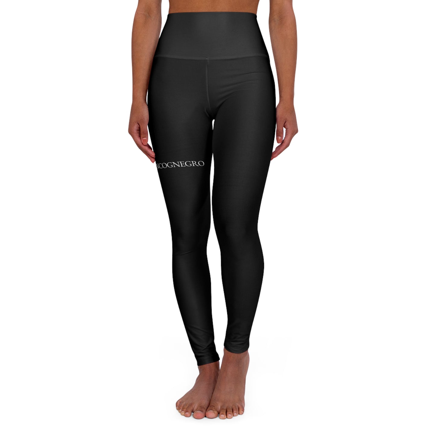 Incognegro logo Leggings | High Waisted Yoga Leggings, White Text Waistband