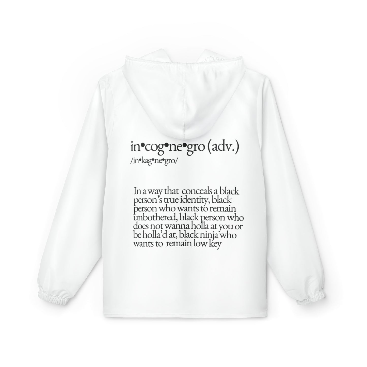 Incognegro text windbreaker jacket | hooded zip-up jacket
