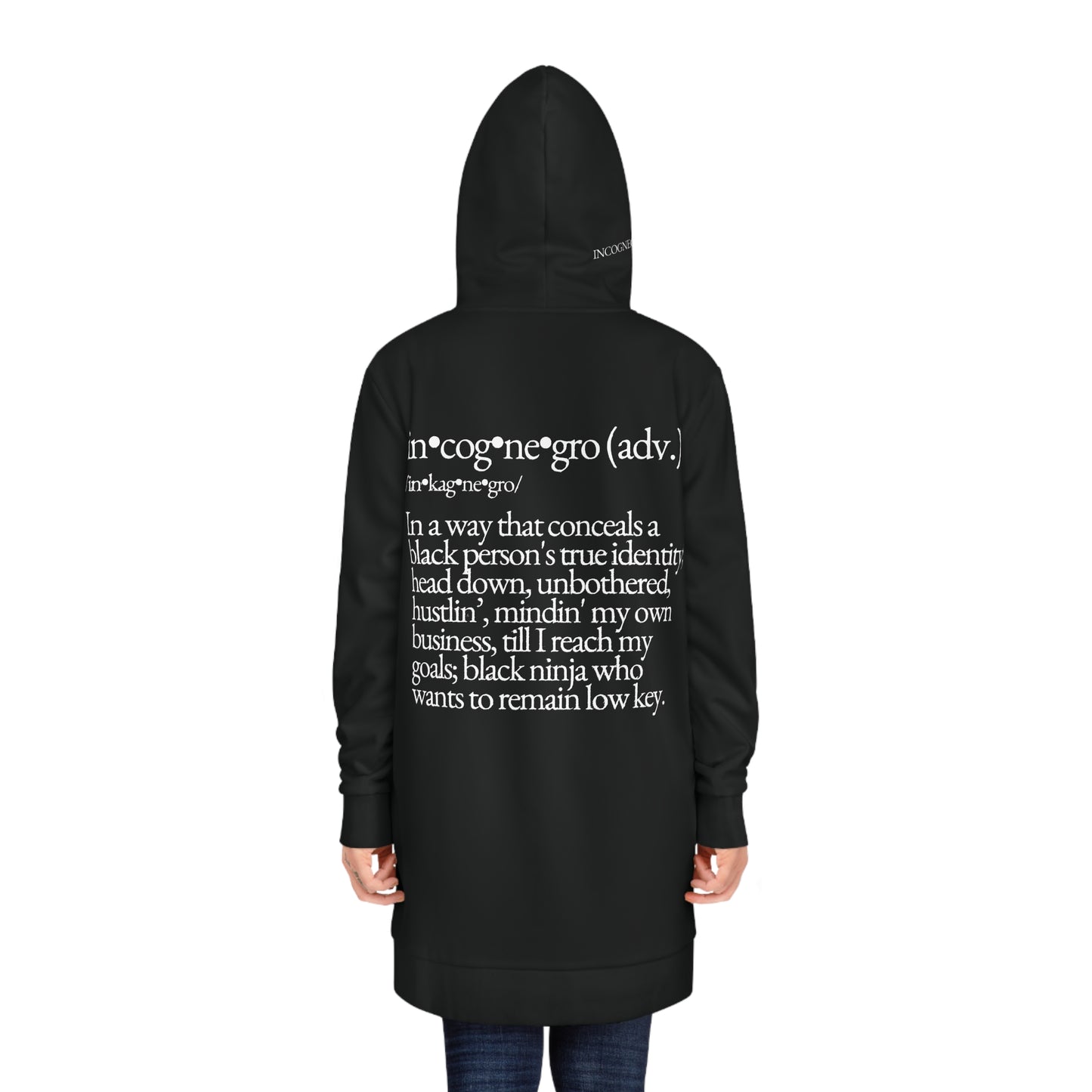 Incognegro Hoodie Dress | Black Typography Hooded Dress