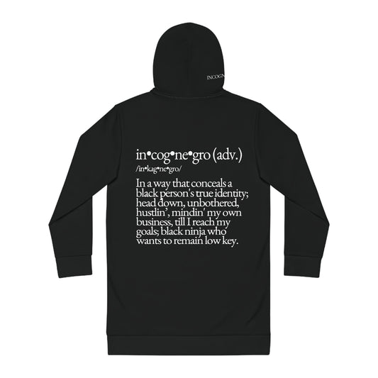 Incognegro Hoodie Dress | Black Typography Hooded Dress