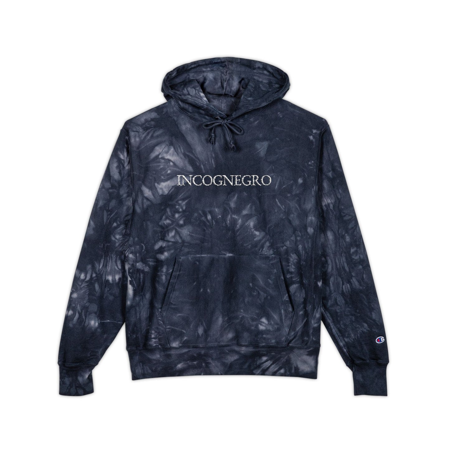 Incognegro Black Tie-Dye Embroidered Logo Hoodie | Champion Style