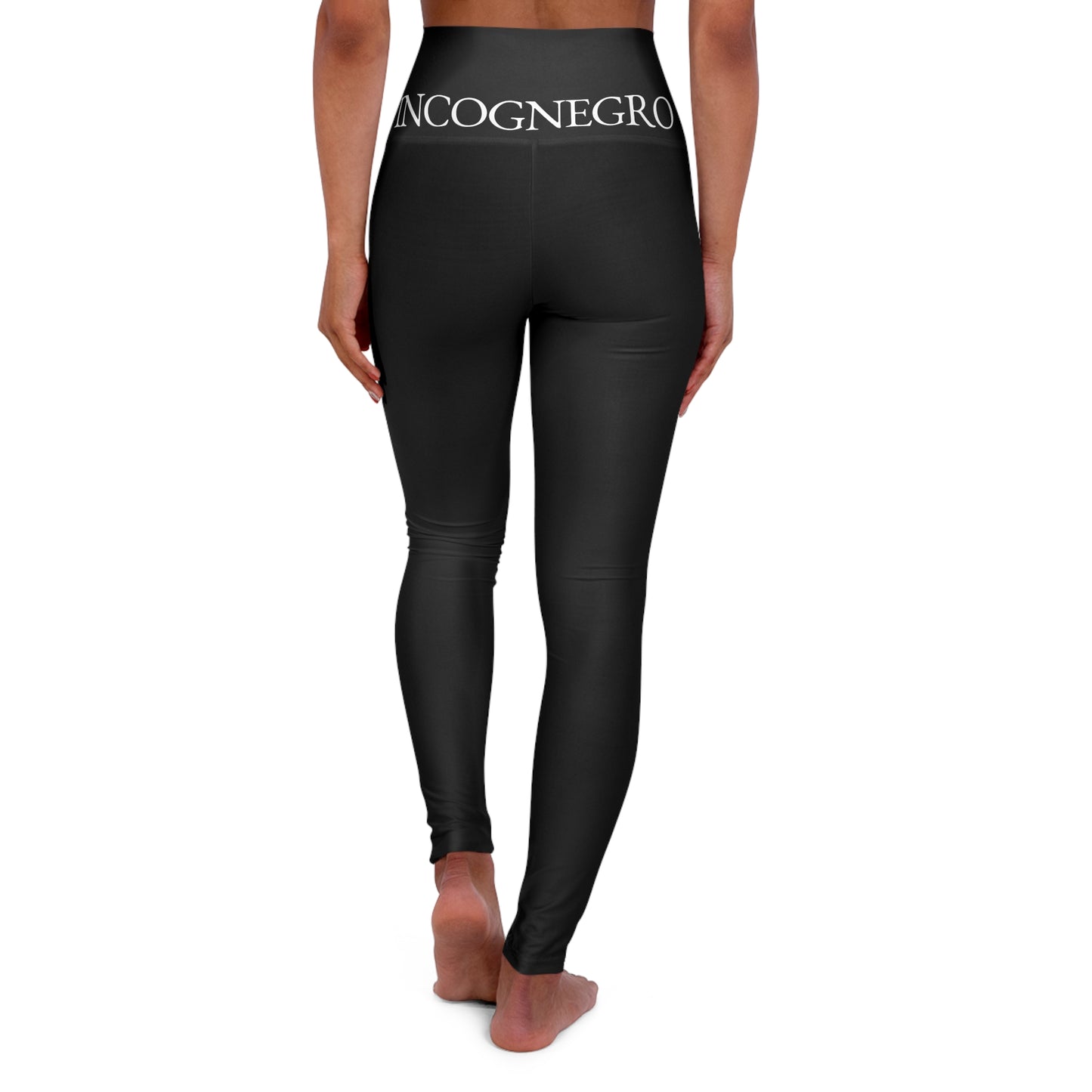 Incognegro logo Leggings | High Waisted Yoga Leggings, White Text Waistband
